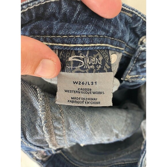 Silver Women’s Jean's Blue Denim Tuesday Western Glove Works Size 26 x 31 - Picture 6 of 6